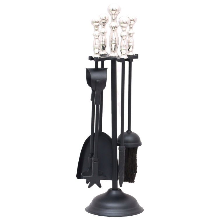 Rosalind Wheeler Tarawa 4 Piece Cast Iron Fireplace Tool Set Wayfair
